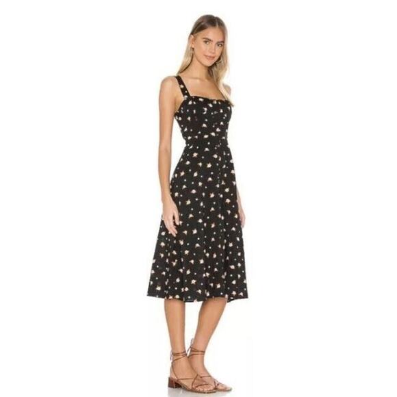 WeWoreWhat Women's Harper Floral Print Midi Dress in Black Multi Large MSRP $245 - Picture 2 of 7